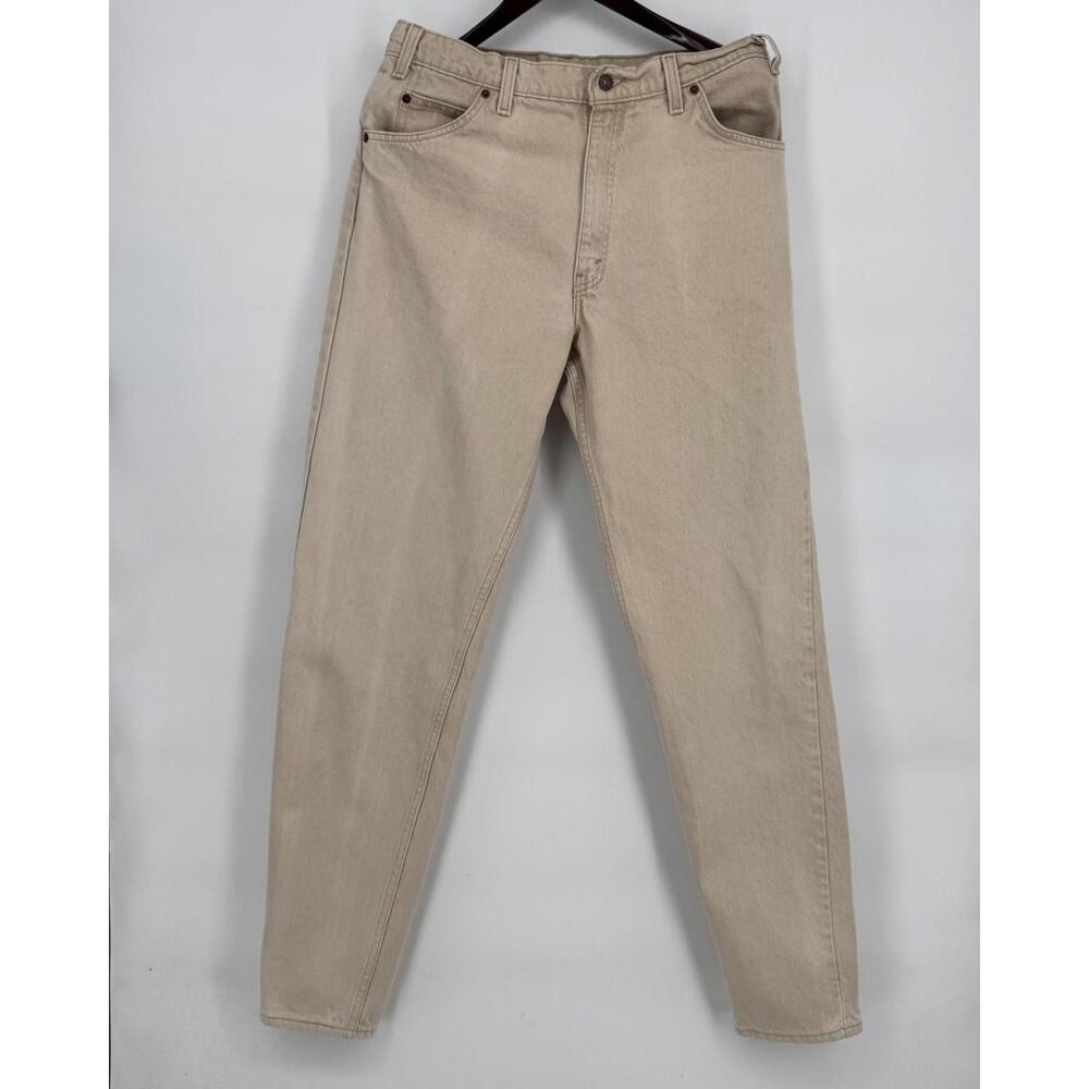 VTG Levis 550 Jeans Mens 36x35 Beige 554 Valencia Factory Relaxed Denim USA